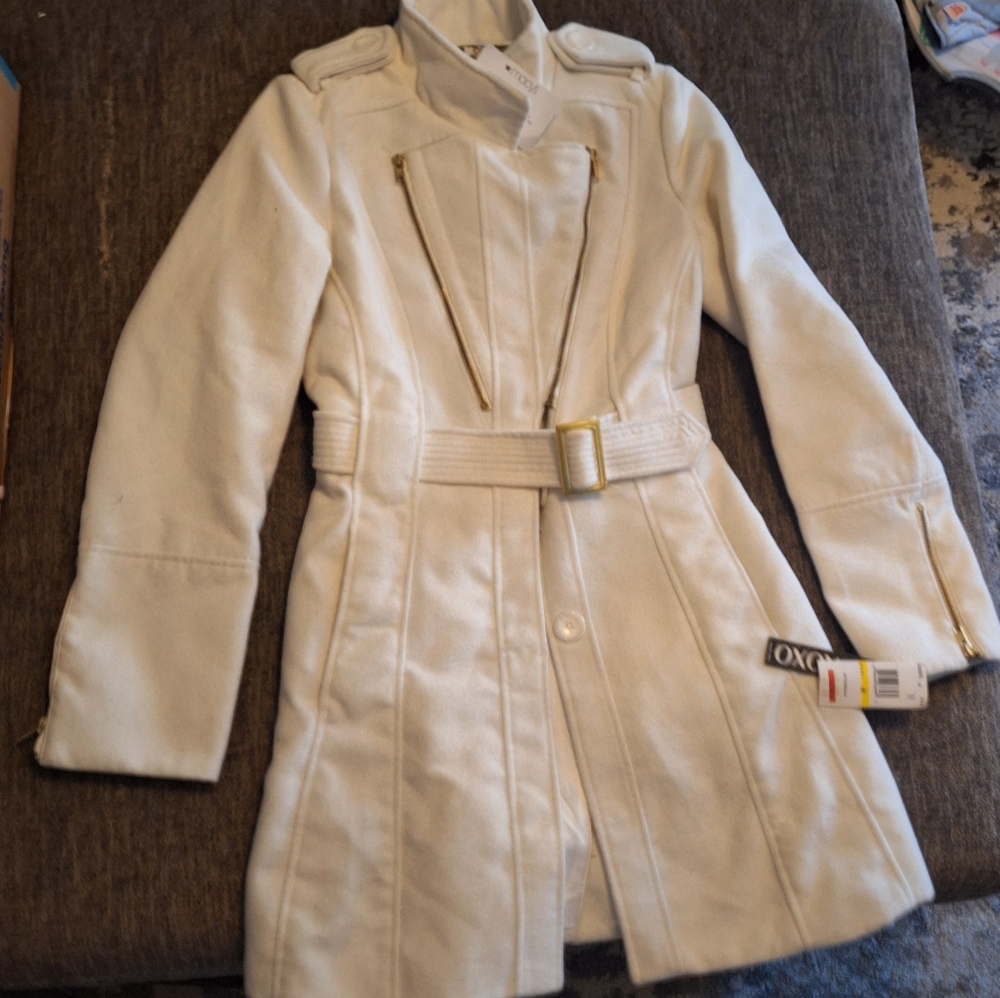 NWT XOXO long white overcoat